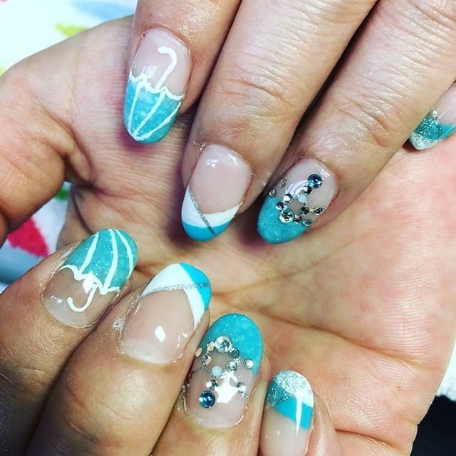 夏 梅雨 ハンド フレンチ ラメ Rie のネイルデザイン No ネイルブック