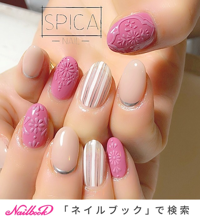 人気順｜フラワー/ピンク/#spica_nailのネイルデザイン｜ネイルブック