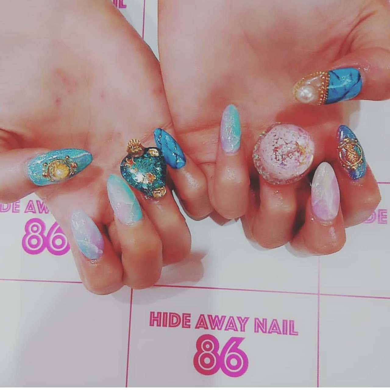 夏 ハンド ロング カラフル Hideawaynail86のネイルデザイン No ネイルブック