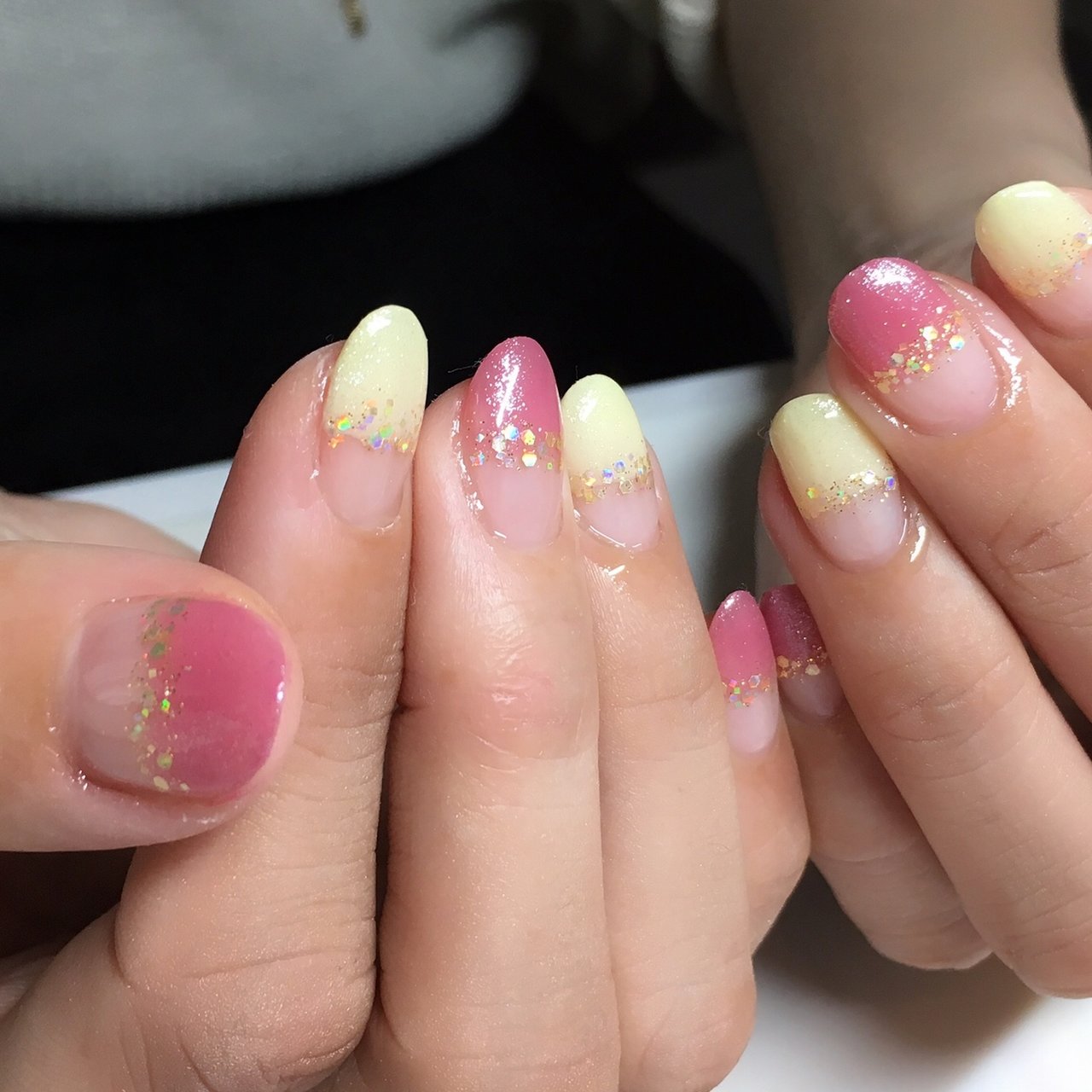 オールシーズン ハンド フレンチ ピンク イエロー Nail Salon Rianのネイルデザイン No 3228564 ネイルブック