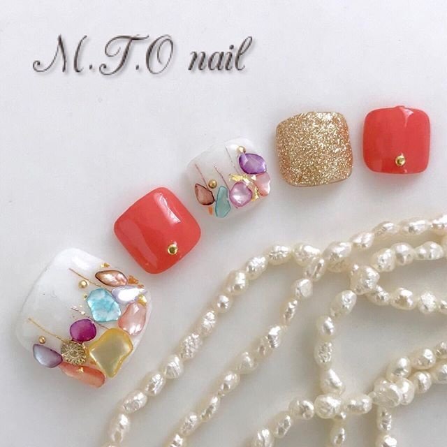 春 夏 海 リゾート フット M ｔ ｏ Nail Takaのネイルデザイン No 3229463 ネイルブック