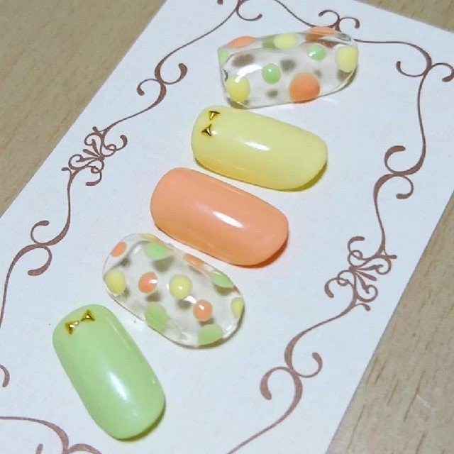 シースルー ドット パステル カラフル ネイルチップ Rk Nail ｱｰﾙｹｲﾈｲﾙ のネイルデザイン No ネイルブック