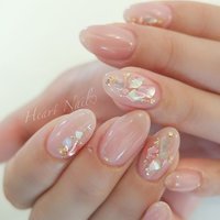 ハンド シンプル ホログラム ワンカラー シェル Heartnailのネイルデザイン No ネイルブック