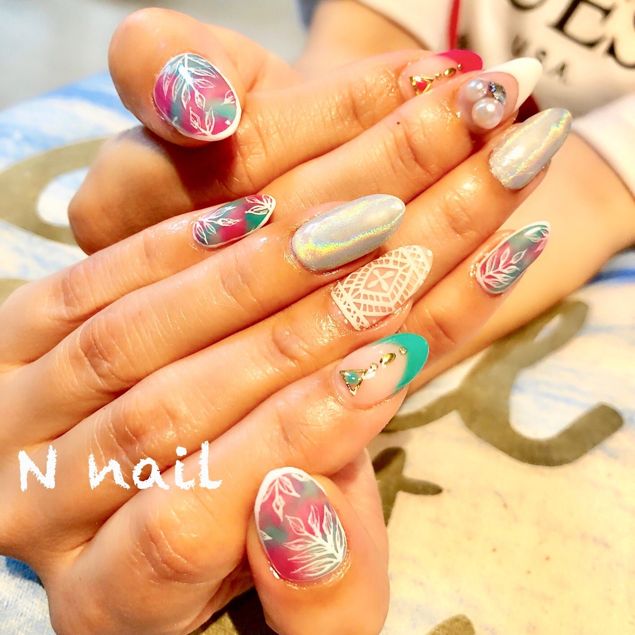 夏 オールシーズン タイダイ ボタニカル ユニコーン N Nailのネイルデザイン No ネイルブック