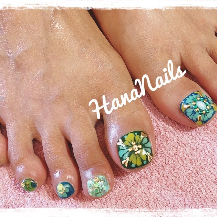 夏 フット ジオメトリック トロピカル ショート Hananails87のネイルデザイン No ネイルブック