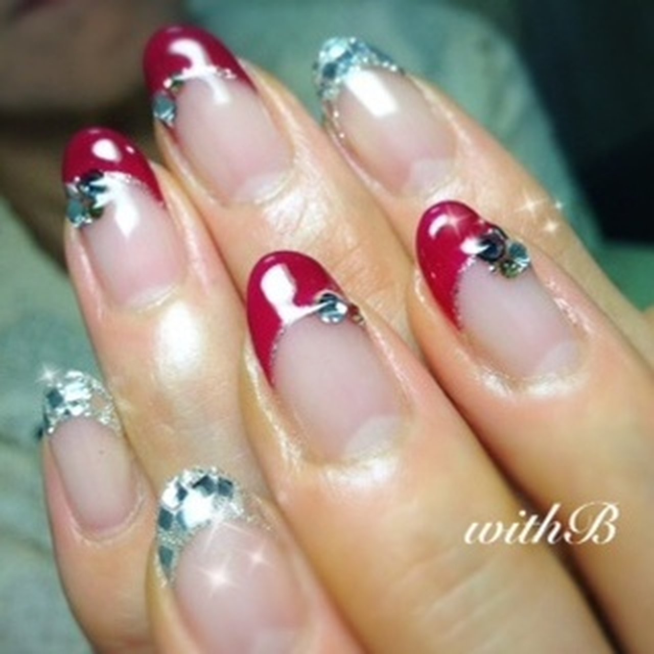 ベージュ レッド ボルドー シルバー Nailsalon Withb池尻大橋のネイルデザイン No ネイルブック