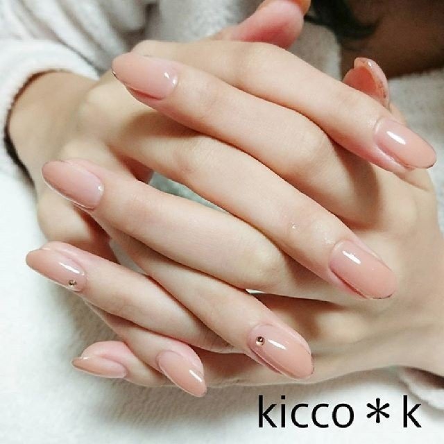 オールシーズン ハンド シンプル ロング ベージュ Kicco K Nailのネイルデザイン No ネイルブック