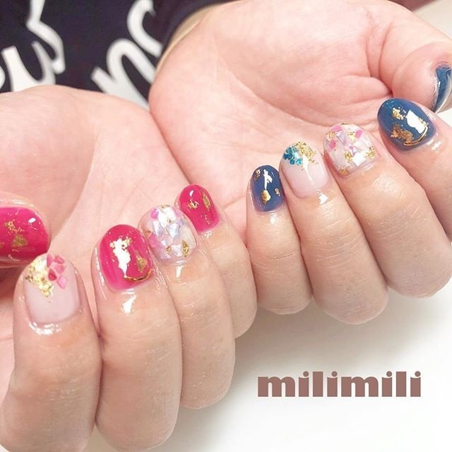 夏 ハンド ホログラム ビジュー シェル Milimiliのネイルデザイン No ネイルブック