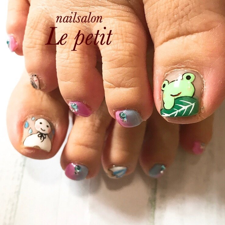 春 梅雨 デート 女子会 フット Nailslon Le Petitのネイルデザイン No ネイルブック