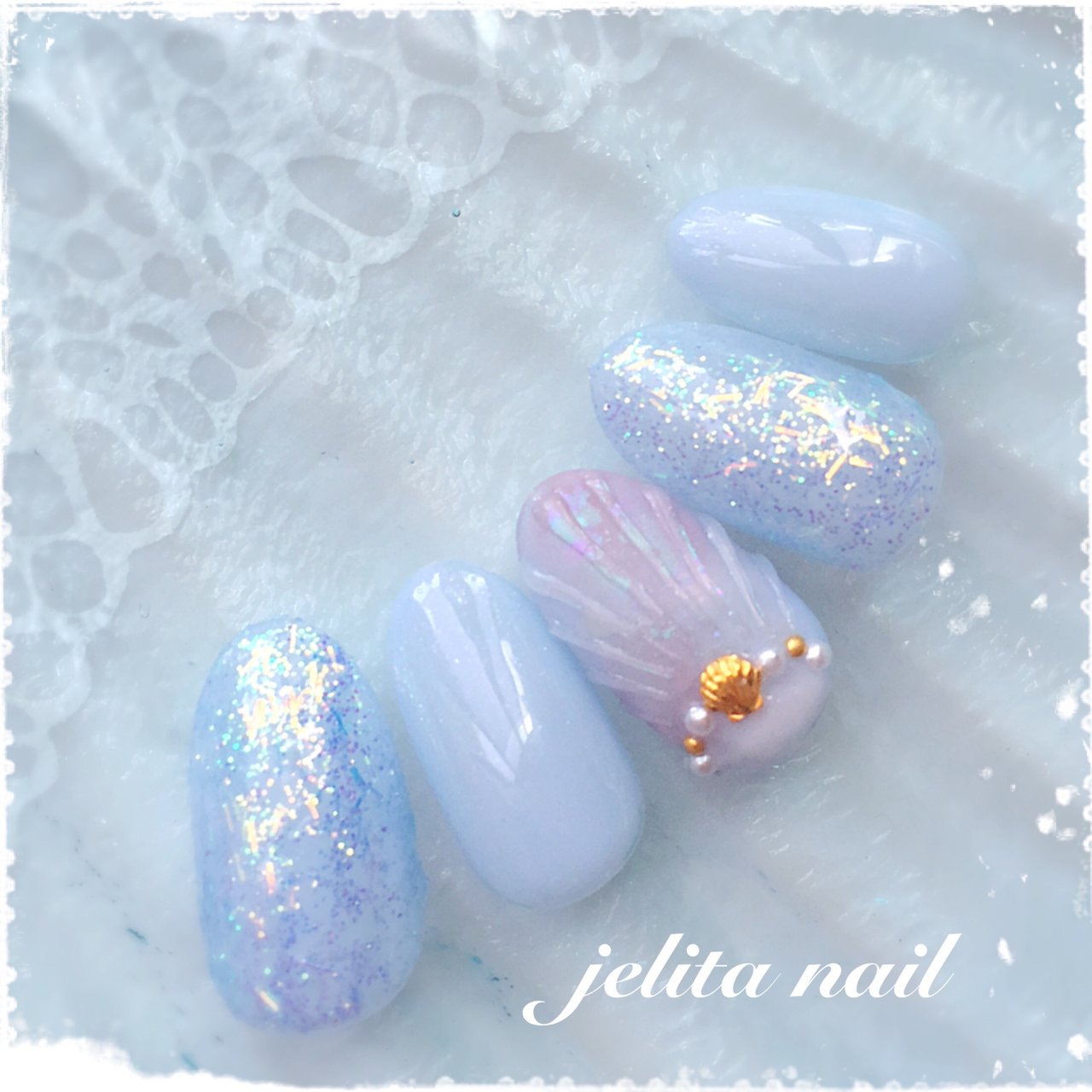 夏 水色 ブルー パープル ネイルチップ Jelita Nail 麻生理香子のネイルデザイン No ネイルブック