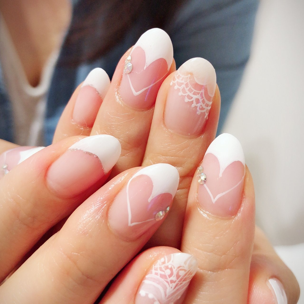 オールシーズン オフィス パーティー ハンド 変形フレンチ Kupulau Nail Haruのネイルデザイン No ネイル ブック