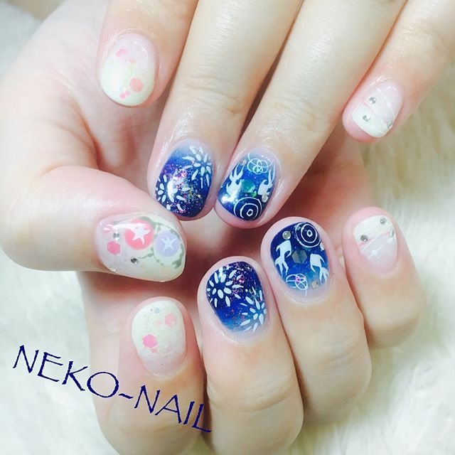 夏 七夕 浴衣 デート ハンド Nekonailのネイルデザイン No ネイルブック