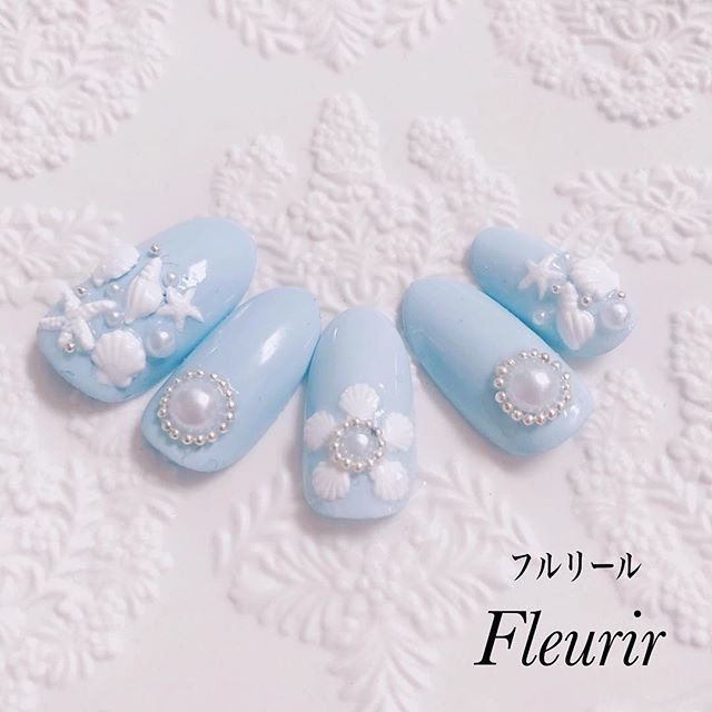 春 夏 海 リゾート フラワー Fleurir フルリール のネイルデザイン No ネイルブック