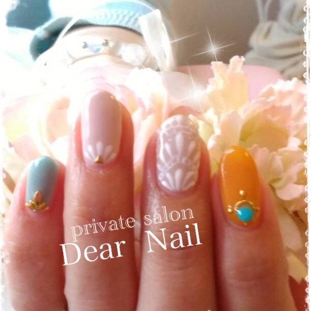 オールシーズン ハンド ボヘミアン エスニック ミディアム Dearnail39のネイルデザイン No ネイルブック