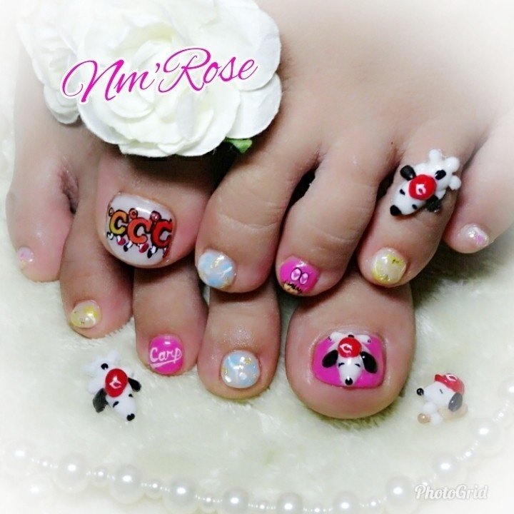 春 夏 スポーツ 女子会 フット Nm Rose エミュローズ 広島のネイルデザイン No ネイルブック