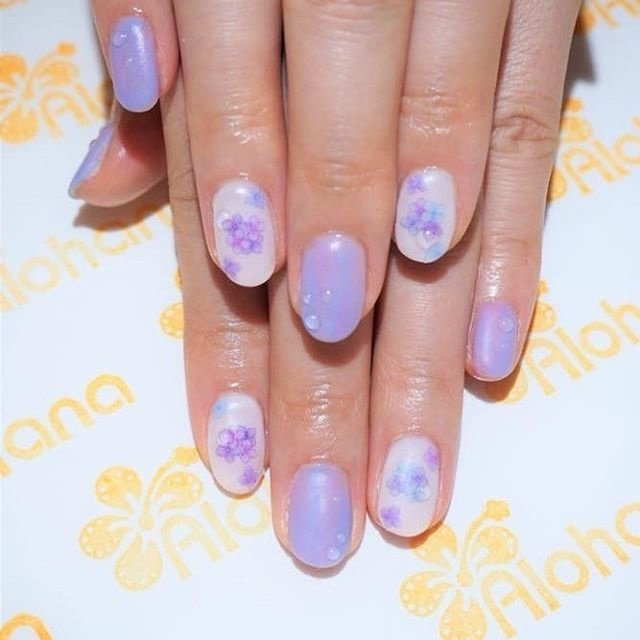 梅雨 ハンド フラワー 水滴 マーブル Alohanaのネイルデザイン No ネイルブック