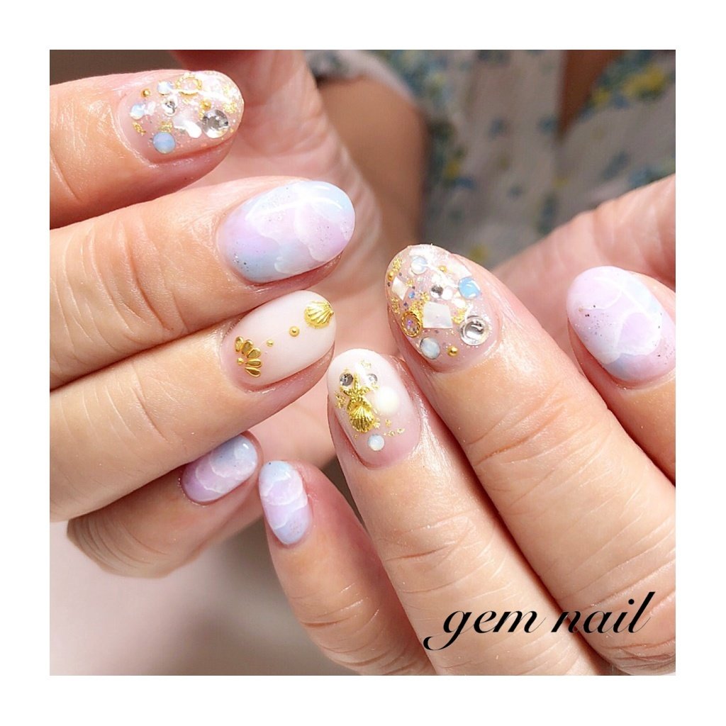 夏 旅行 海 リゾート ハンド Gem Nail24のネイルデザイン No ネイルブック