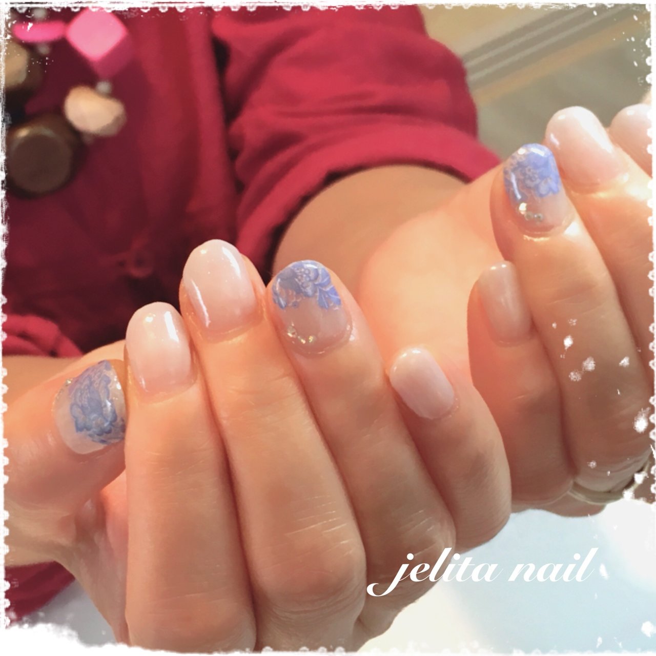 夏 レース 水色 ブルー お客様 Jelita Nail 麻生理香子のネイルデザイン No ネイルブック