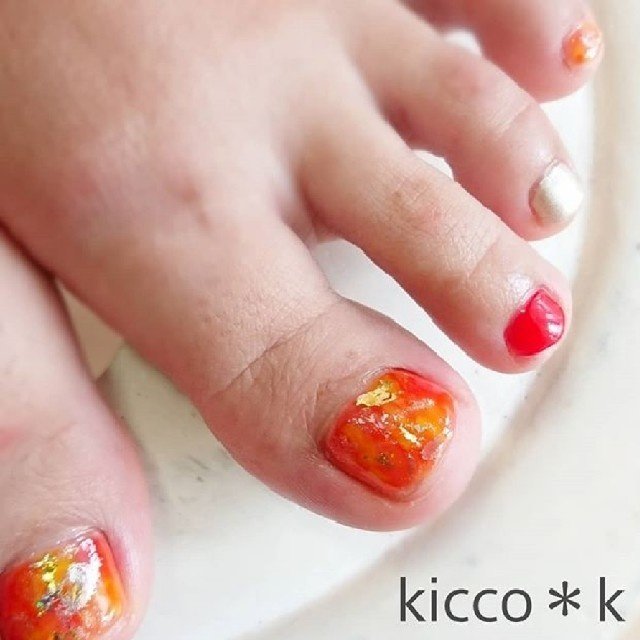 夏 旅行 リゾート フット ワンカラー Kicco K Nailのネイルデザイン No ネイルブック