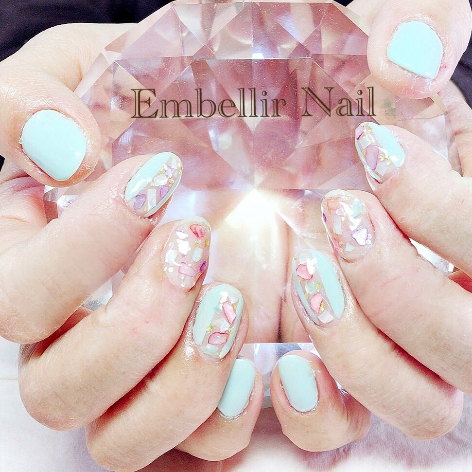 夏 海 リゾート ワンカラー シェル 北海道 Embellir Nail アンベリーネイル のネイルデザイン No ネイル ブック