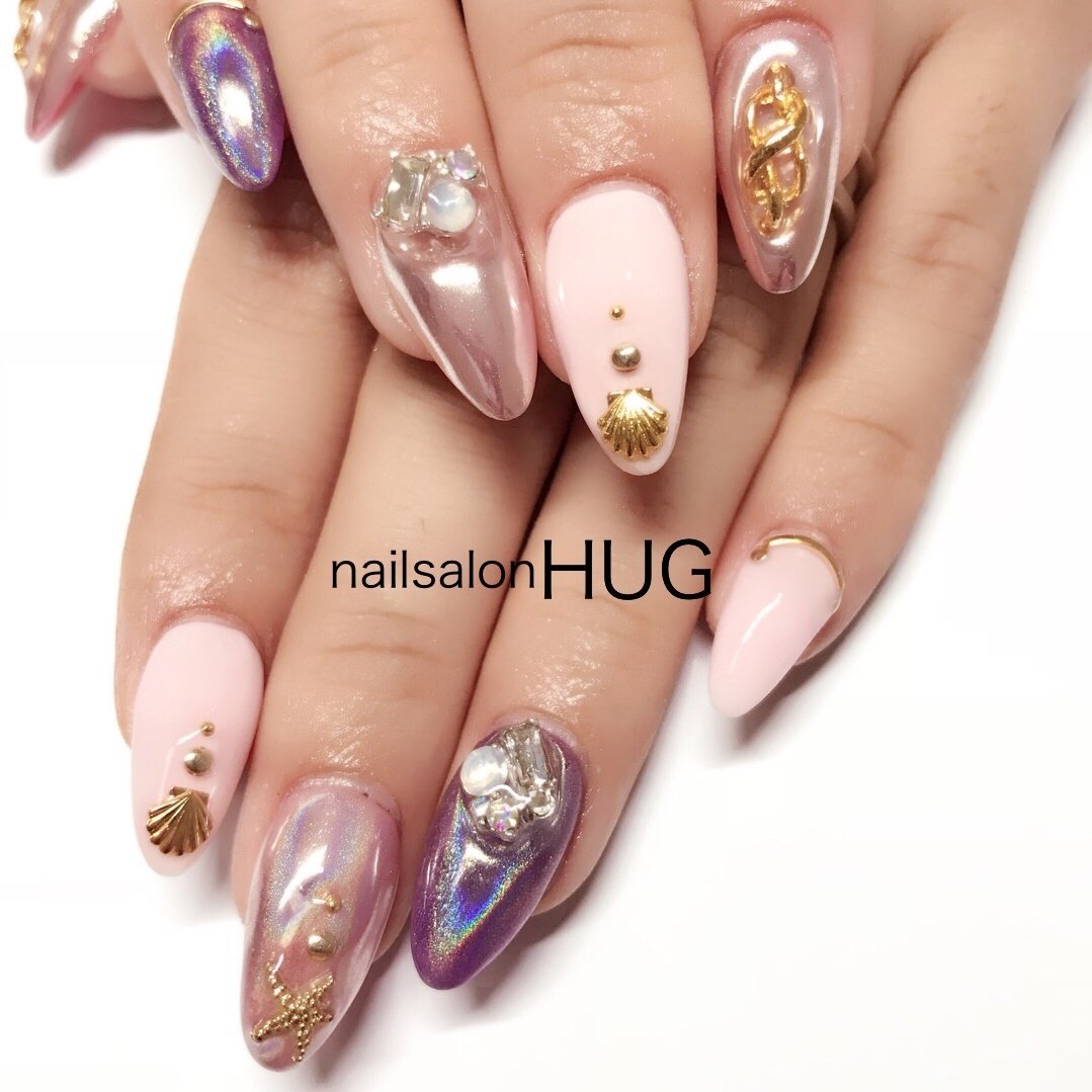 夏海リゾートデートハンド Nailhugのネイルデザインno3276366