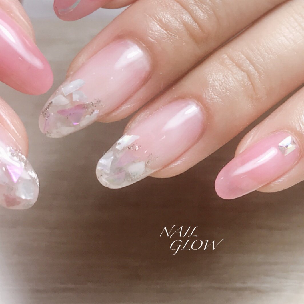 ホログラム シェル クリア ピンク ジェル Nail Glowのネイルデザイン No 3278535 ネイルブック