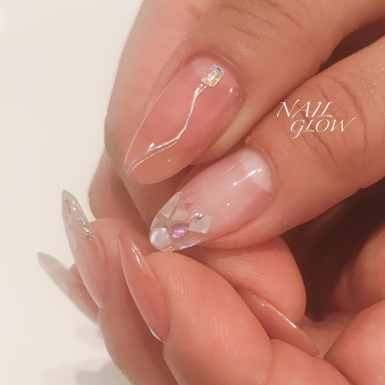 シェル クリア ピンク ジェルネイル Nail Glowのネイルデザイン No ネイルブック