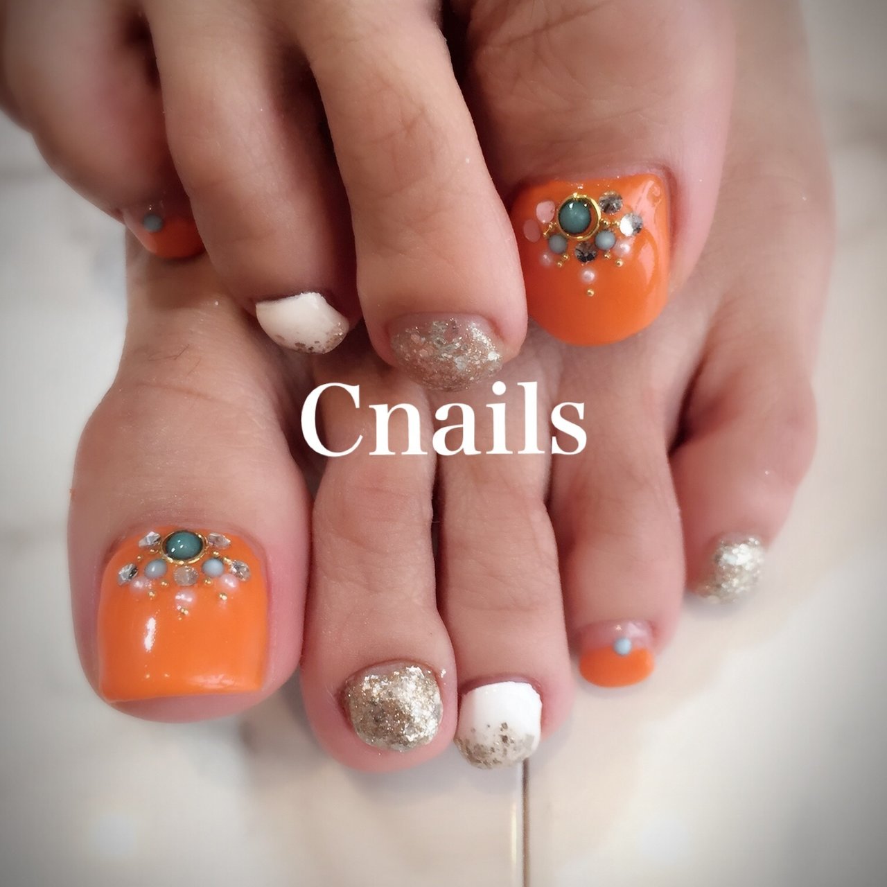 夏 フット ビジュー アンティーク エスニック Cnailsのネイルデザイン No ネイルブック