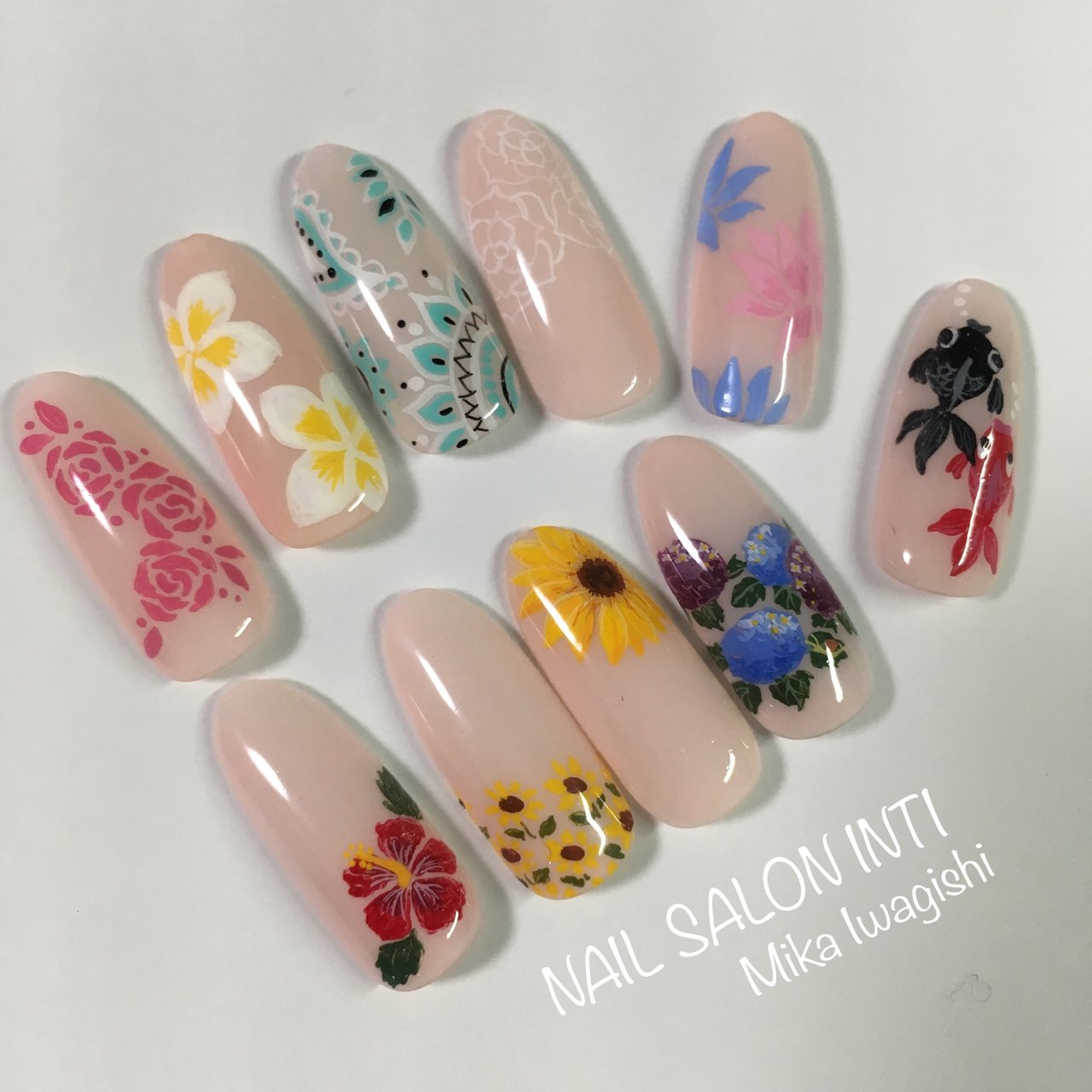 夏 梅雨 海 浴衣 フラワー Nailsalon Inti 岩岸美華 のネイル