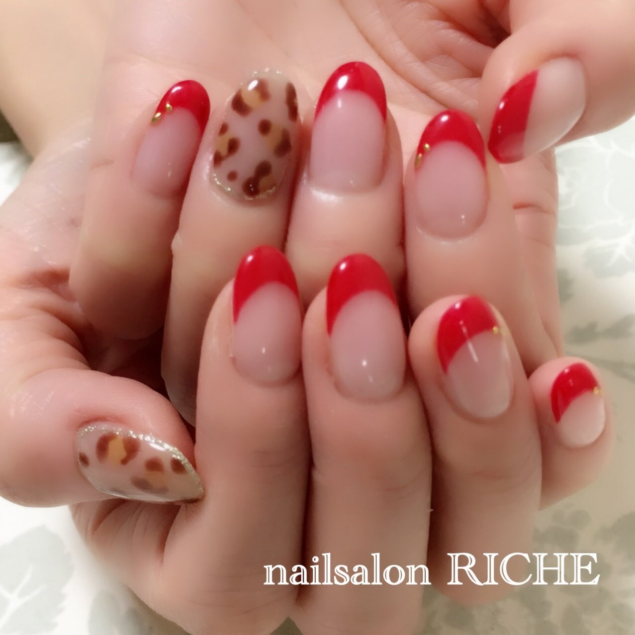 夏 女子会 ハンド フレンチ アニマル柄 Nailsalon Richeのネイルデザイン No ネイルブック