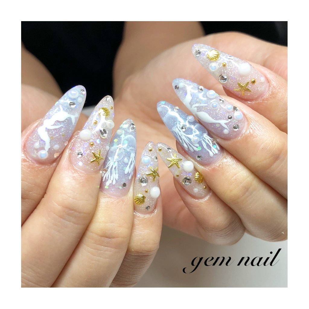 夏 旅行 海 リゾート ハンド Gem Nail24のネイルデザイン No ネイルブック