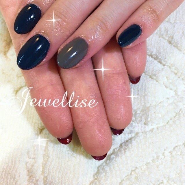 秋 冬 ワンカラー ミディアム ネイビー 雪乃のネイルデザイン No ネイルブック