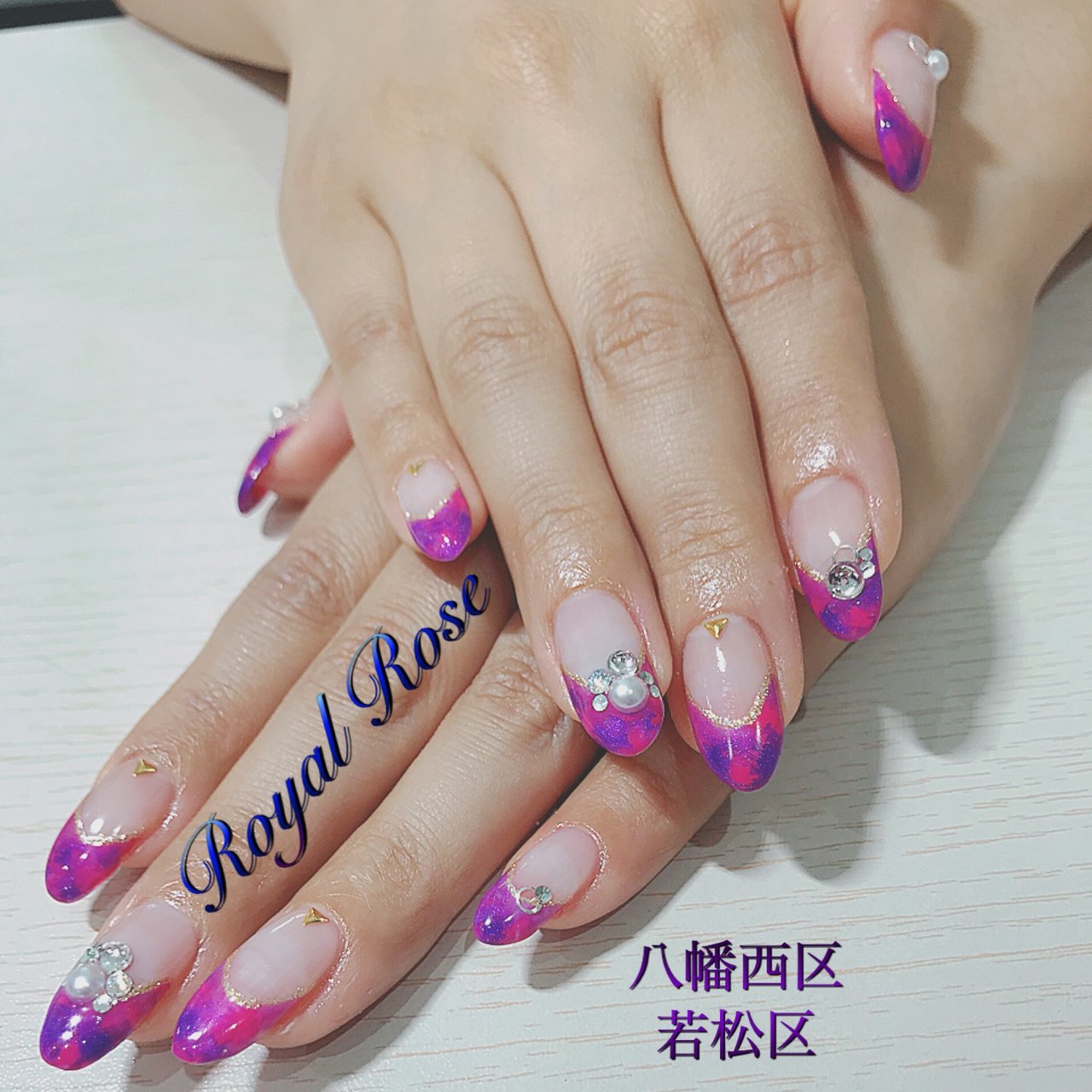 フレンチ ニュアンス ピンク パープル ゴールド Royalroseのネイルデザイン No 3287872 ネイルブック