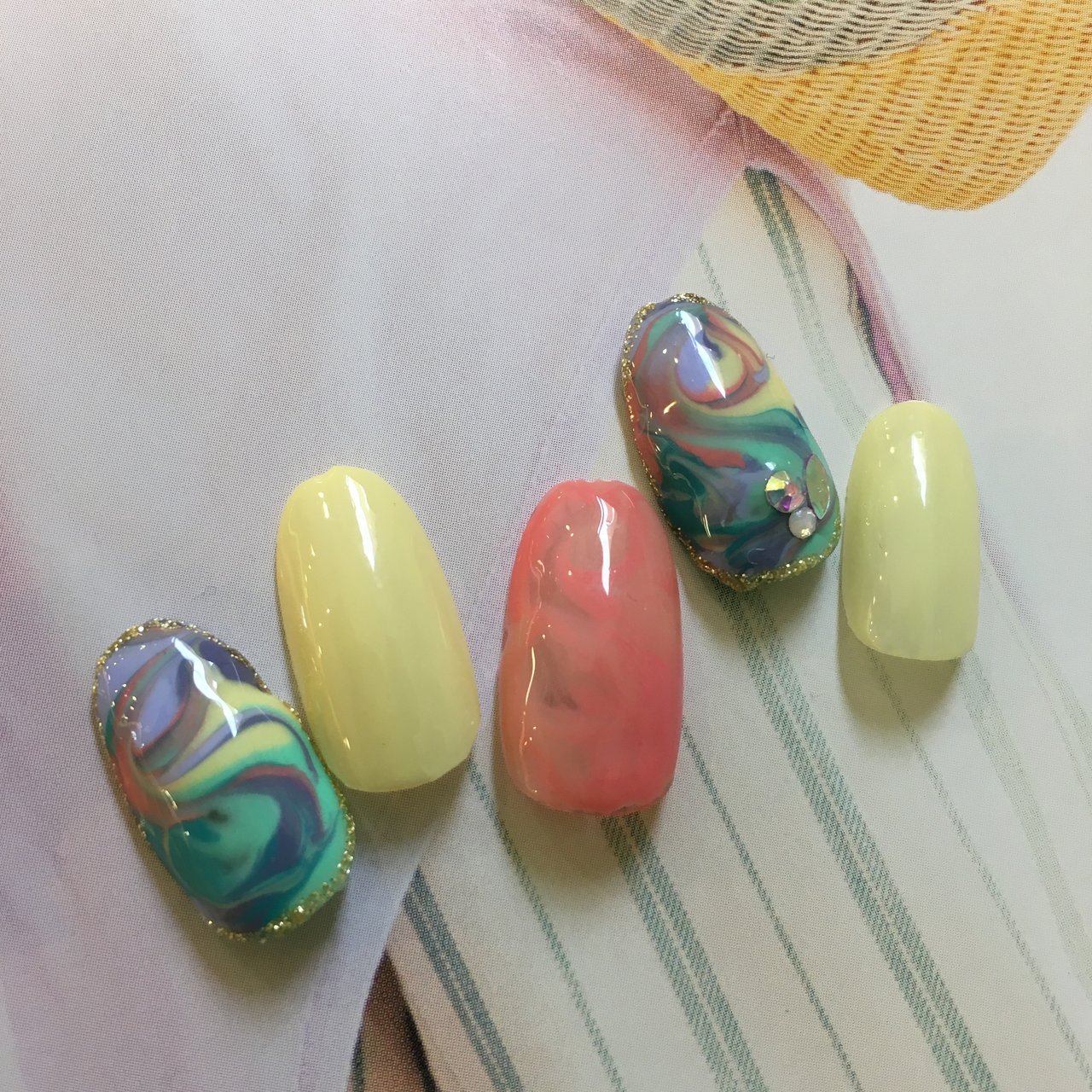 夏 ハンド マーブル ショート ピンク Dress Nailのネイルデザイン No ネイルブック