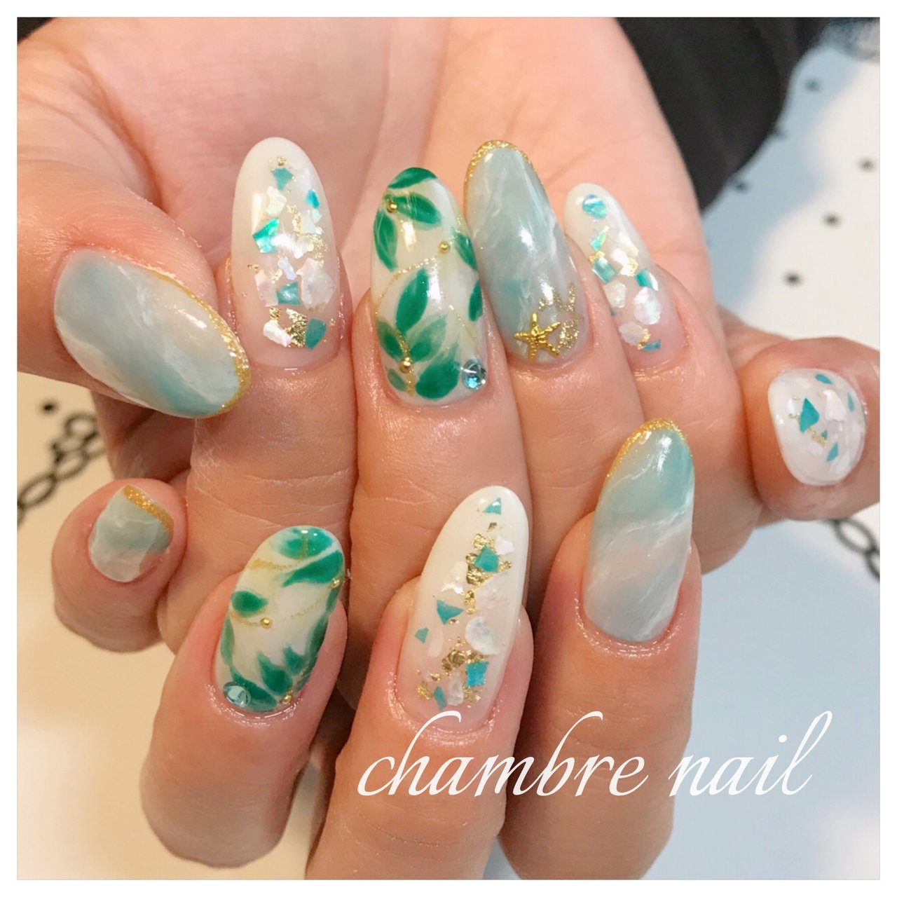 夏海リゾート女子会ハンド Chambre Nailのネイルデザインno