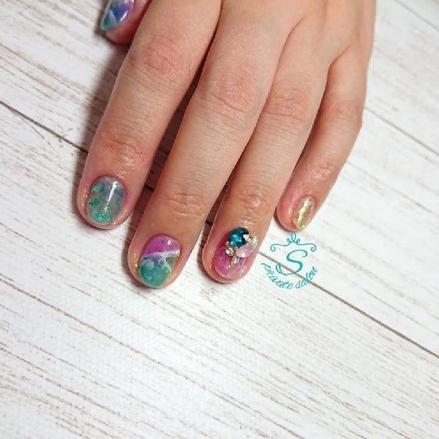 夏 海 デート 女子会 ハンド Privatesalon Sのネイルデザイン No ネイルブック