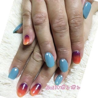 夕焼けグラデーションのネイルデザイン ネイルブック