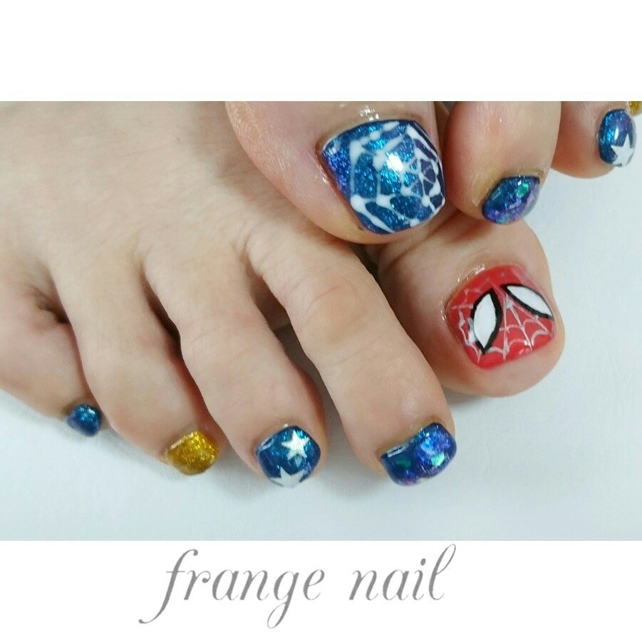 フット キャラクター レッド ネイビー ゴールド Frange Nailのネイルデザイン No ネイルブック