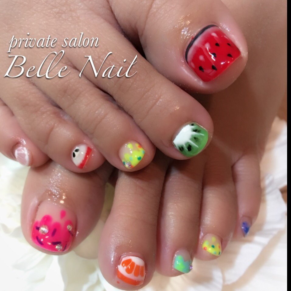 夏 フット トロピカル スイーツ フルーツ Belle Nail Akiのネイルデザイン No ネイルブック