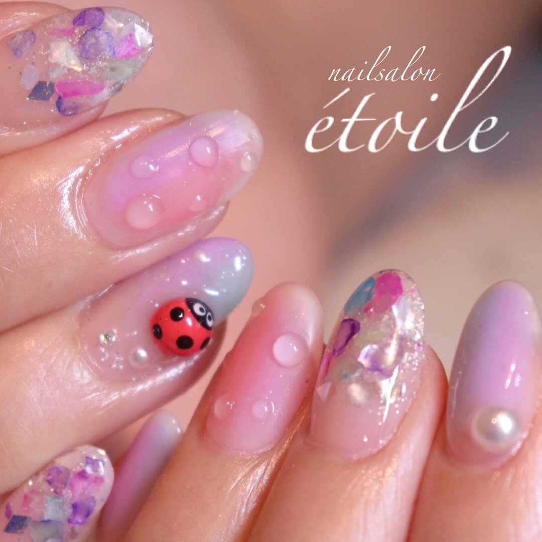 シンプル グラデーション ミディアム ピンク 水色 Nailsalon Etoile Yukiのネイルデザイン No ネイルブック