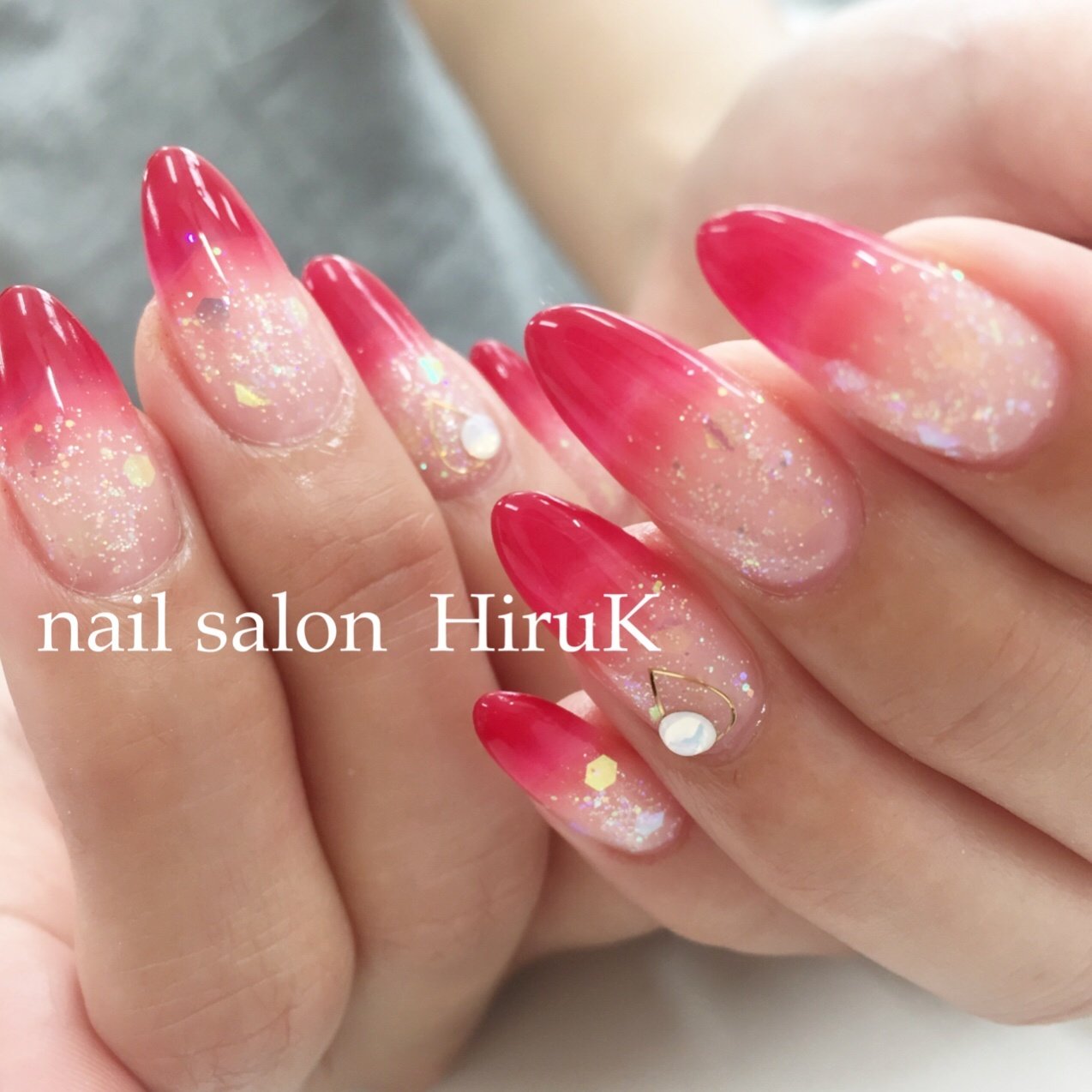 ハンド クリア レッド ジェル お客様 Nailsalon Hirukのネイルデザイン No 3301532 ネイルブック