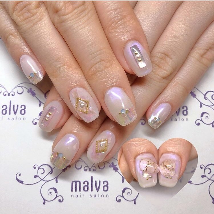 春 夏 デート 女子会 ハンド Nailsalon Malva 原宿店のネイルデザイン No ネイルブック