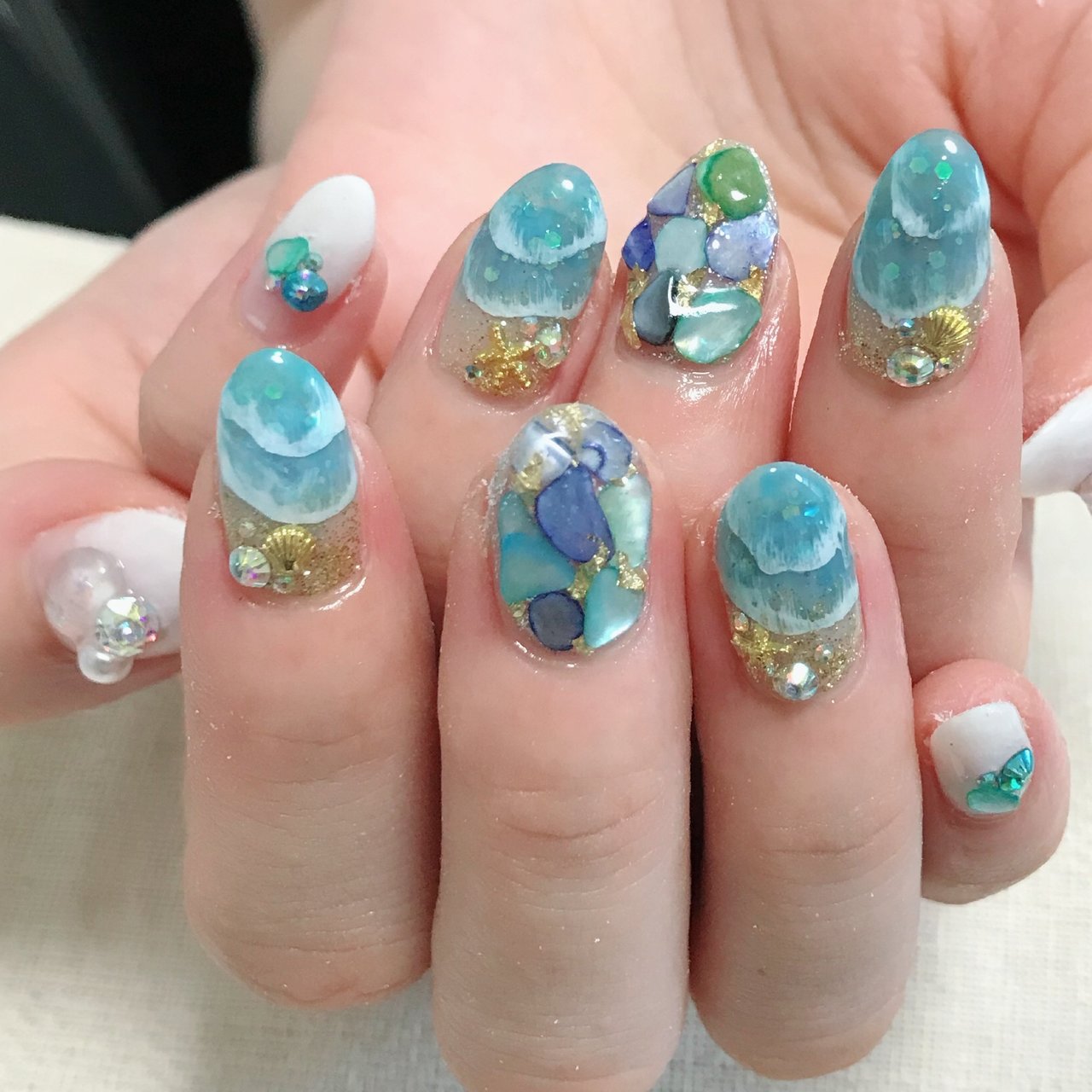 夏 ハンド ターコイズ 水色 ブルー Nail9のネイルデザイン No ネイルブック