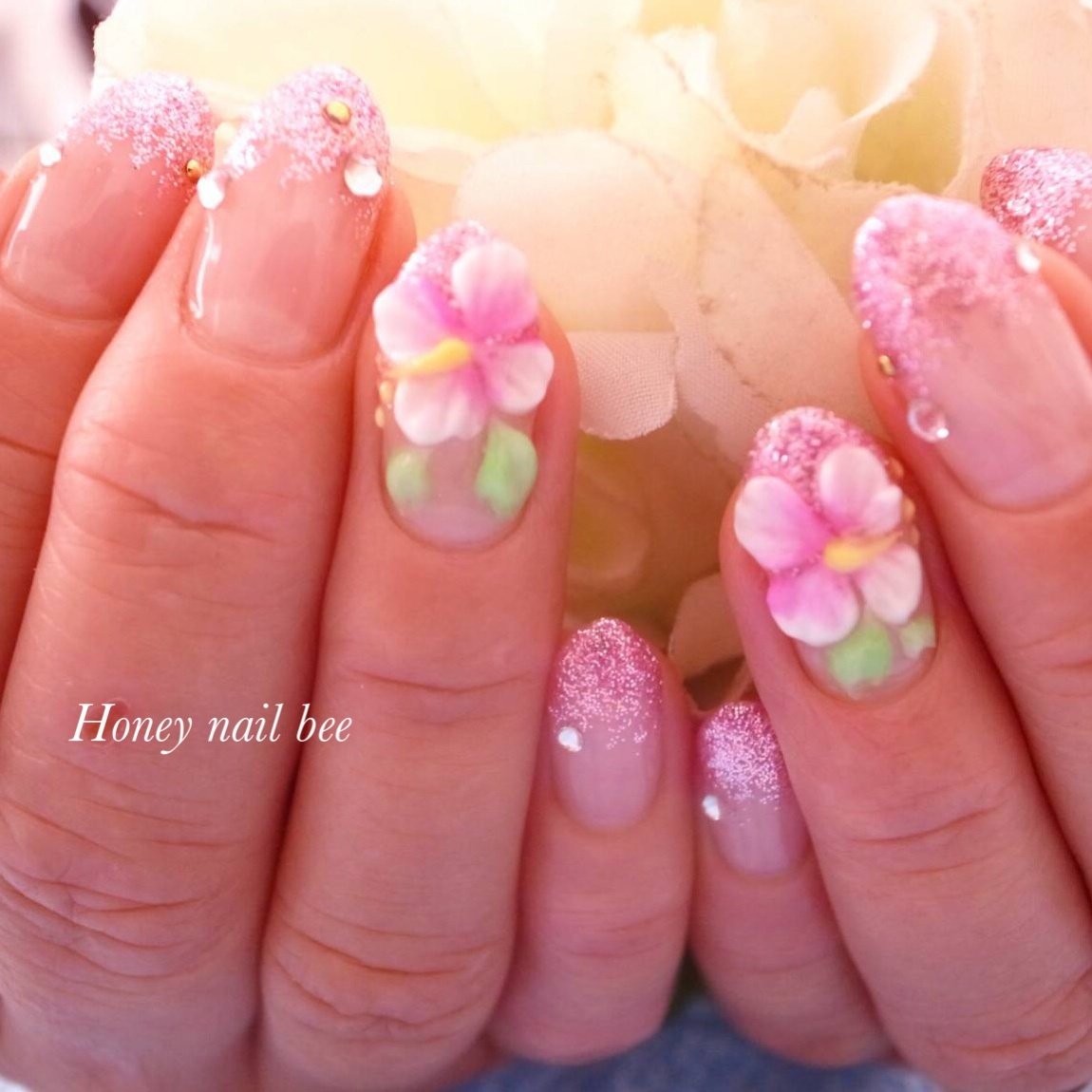 夏 海 リゾート 浴衣 ハンド Honey Nail Bee のネイルデザイン No ネイルブック