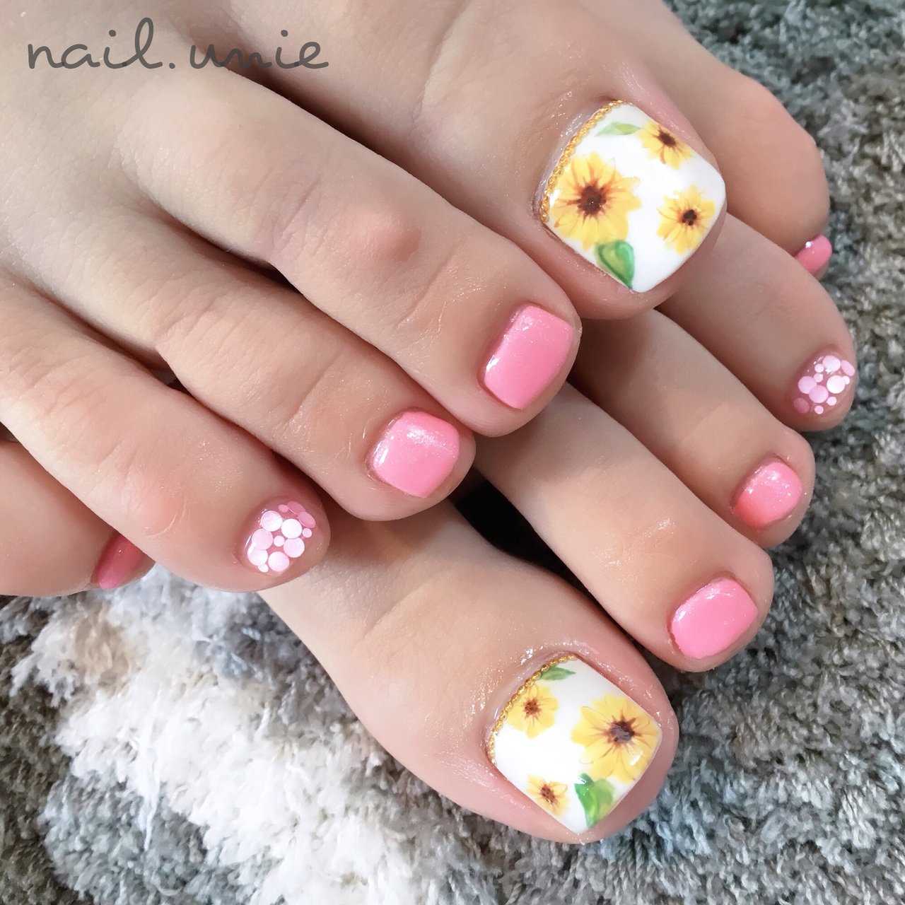 夏浴衣デート女子会フット Nailunieのネイルデザインno3314454