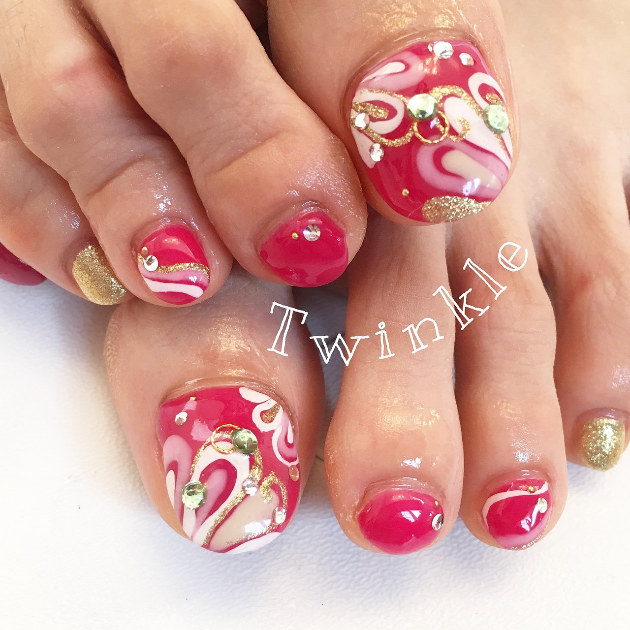 オールシーズン 浴衣 デート 女子会 フット Nail Salon Twinkleのネイルデザイン No ネイルブック