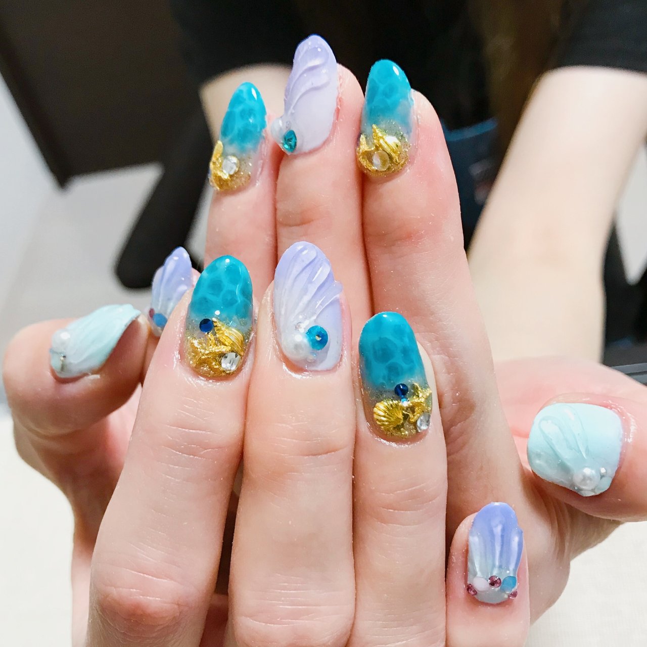 夏 ハンド ターコイズ 水色 ブルー Nail9のネイルデザイン No ネイルブック