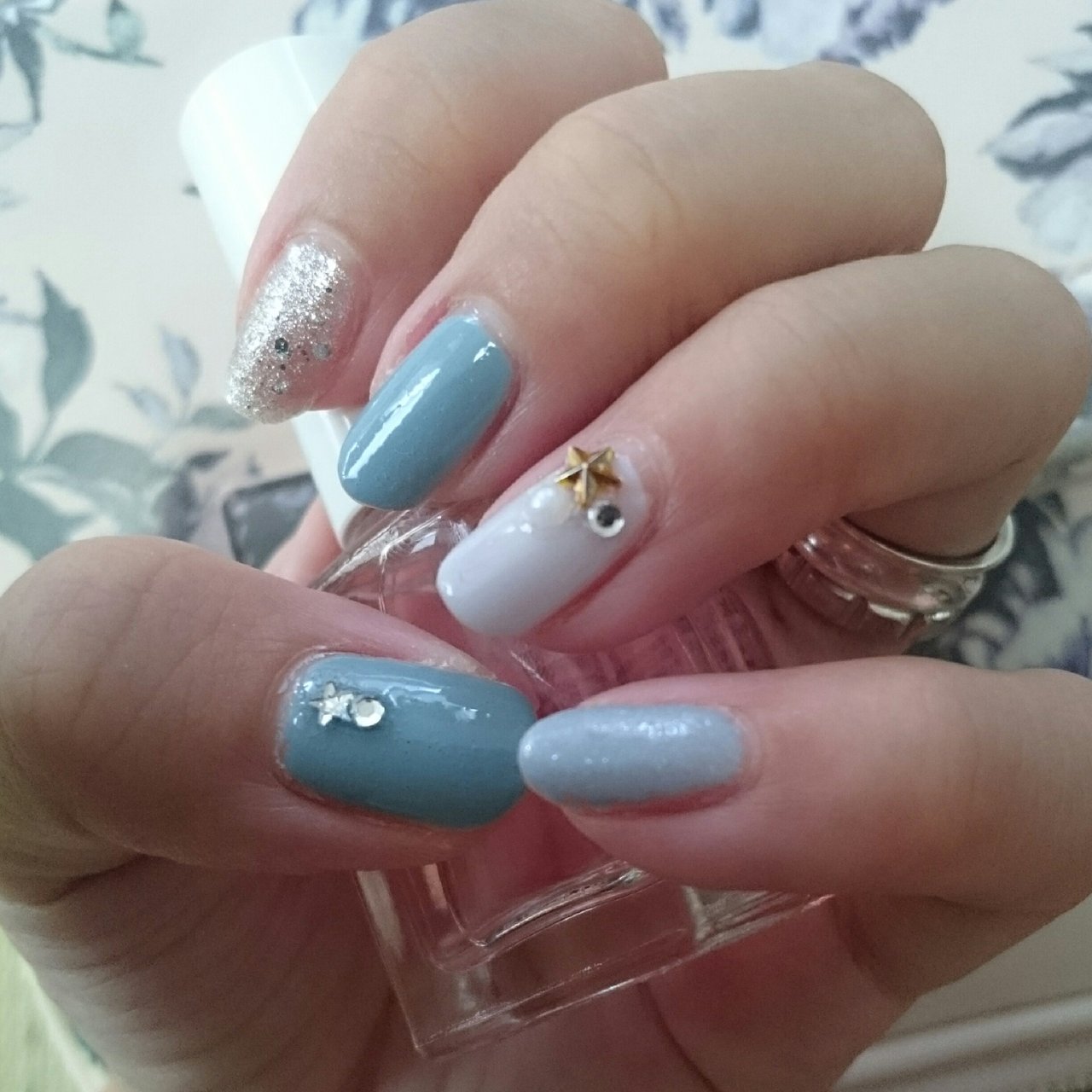 ビジュー ラメ パール シュガー 水色 Aya0406のネイルデザイン No ネイルブック