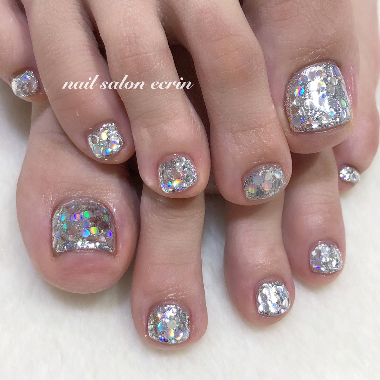 夏 フット ホログラム ラメ Nail Ecrinのネイルデザイン No ネイルブック