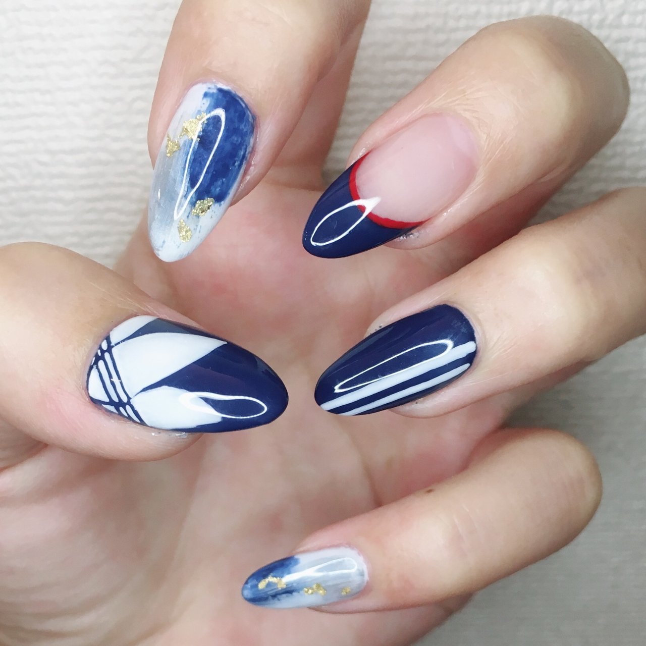 夏 スポーツ ハンド フレンチ ストライプ Nail𓇼mayのネイルデザイン No ネイルブック